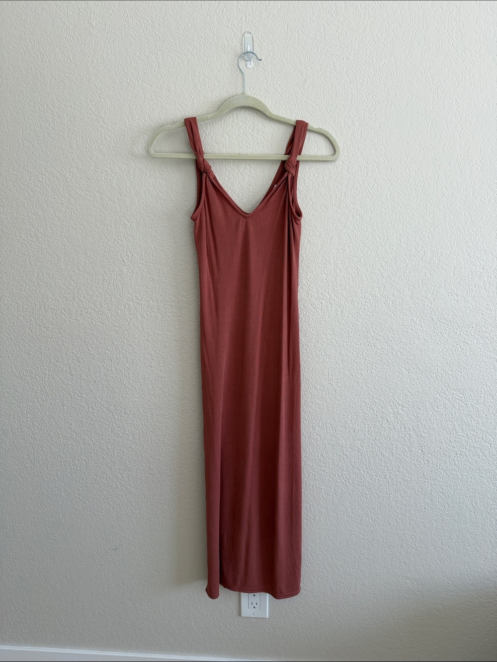 Topshop Knot-Strap Maxi Slip Dress in Dusty Rose